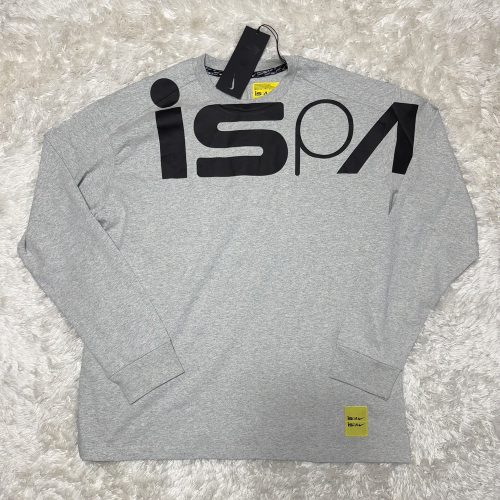 Nike ISPA Letter Print Loose Fit Crew Neck Long Sleeve Mens Size XL FJ7374-050