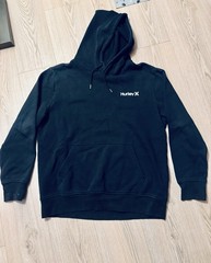 Hurley Men’s Black Pullover Hoodie Drawstring Graphic Print Kangaroo Pocket