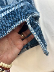 Mexican Baja Hoodie Drug Rug Blue/White/Black, Size Small, Pockets Men’s/Women’s