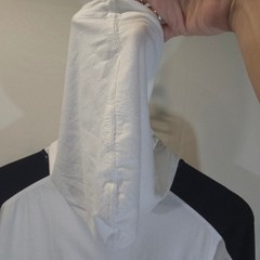 Vans Mens Long Sleeve Hooded T-Shirt White Black Colorblock Graphic Logo Size M