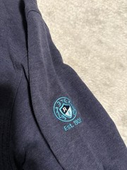 Peter Millar Crown Sport Men’s 1/4 Zip Blue Sweatshirt Size Medium Logo Sleeve