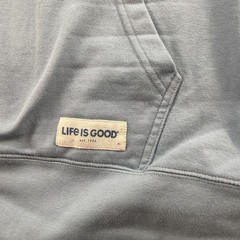 Life Is Good Mountain Hoodie Mens Large Blue Sweatshirt Outdoor Hiking Walking