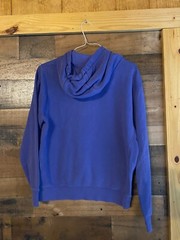 Mens Small Hoodie Plain Purple White Sewn Swoosh Long Sleeve Pullover Sweatshirt