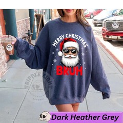 Merry Christmas Bruh Retro Sweatshirt Holiday Apparel Gift