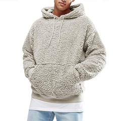 Men’s Thick Sherpa Fleeced Hoodie Winter Autumn Plush Fur Casual Jumper Sweater