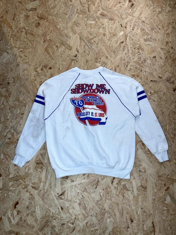 Vintage 1985 World Series Sweatshirt Mens XL White I-70 Show Me Showdown MLB