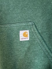 Carhartt Hoodie Mens XL Green Pullover Hooded Lined Pockets Fleece Logo Sleeve