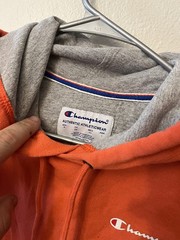 Champion Hoodie Mens Size S Orange W/ Logo Hooded Small