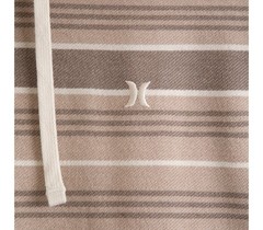 Hurley Mens Medium Bristlecone Stripe Terry Pullover Hoodie Brown Beige Hooded