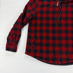 L.L. Bean Hooded Jacket Buffalo Plaid Sherpa Lined Zip Up Red Black S
