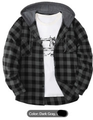 Hoodie Blue-Red-Purple-Green Dark Gray Shirt Flannel Look L-XL-2XL-3XL Free Ship