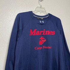 Under Armour Sweatshirt Mens XL Blue USMC Marines Camp Foster Okinawa Japan