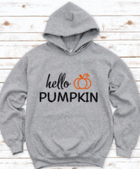 Hello Pumpkin, Fall, Gray, Unisex, Hoodie Sweatshirt