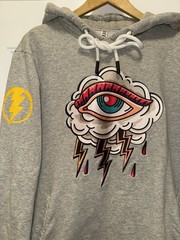 High Society Hoodie Men’s XL Gray Eye Graphic Heavyweight Streetwear H#13