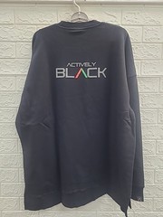 New Actively Black Solid Black Crew Neck Logo Sweatshirt Men’s US Size XXL