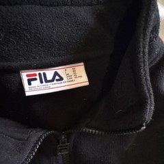 FILA Unisex Fleece Sweatshirt M Black White Colorblock 1/4 Zip Pockets