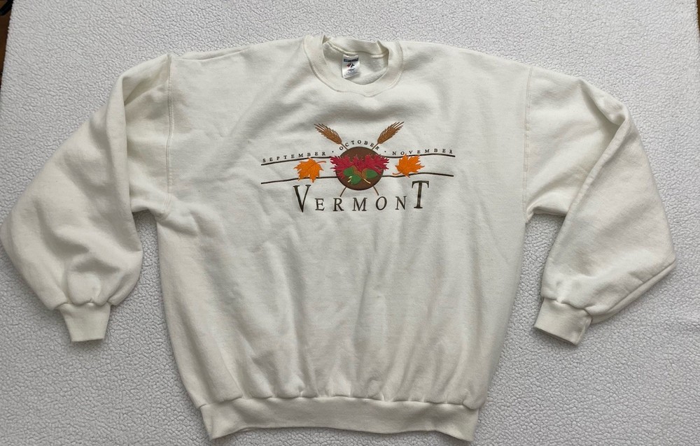 vintage vermont Sweatshirt Fall Foillage Theme Jerzees Adult XL B47