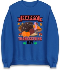 Happy Thanksgiving Day Jumper Turkey Pumpkin Pie Fall Season Gift Sweatshirt Top