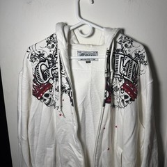 Vintage G-Unit Mens Full Zip Hoodie White Skull Crown XXL Y2K Streetwear READ