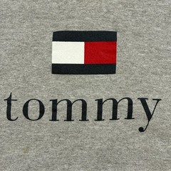 Tommy Hilfiger Mens Spellout Logo Sweatshirt XL Gray Crewneck Classic 90s Style
