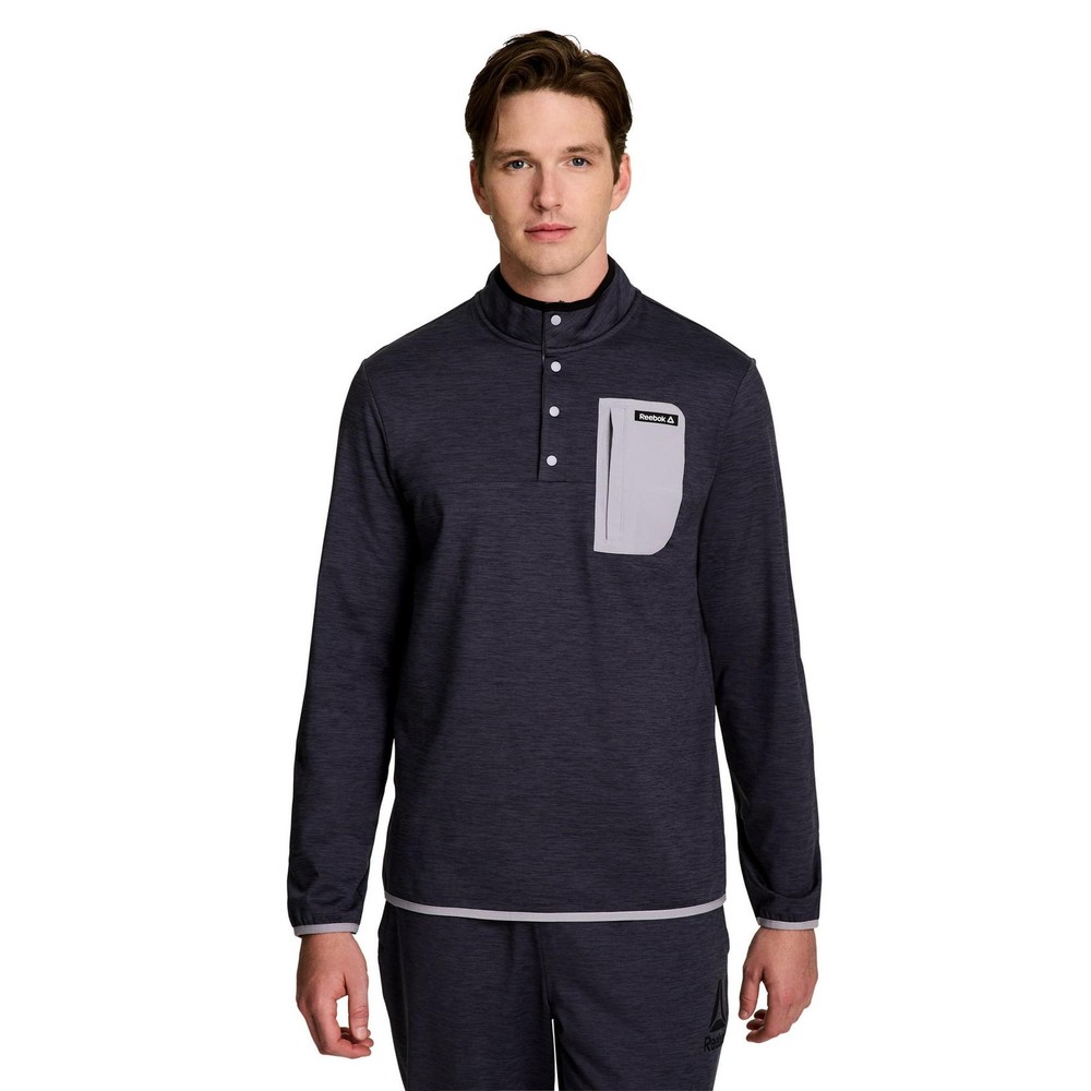 Reebok Men’s Freedom Mock Neck Snap Pullover Ebony Heather 2XL