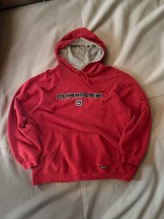 Men’s Vintage Y2K Quiksilver Red Surf Skate Pullover Hoodie Size Large