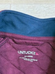 EUC Mens UNTUCKit Garrison quilted pullover tawny port maroon snap button sz XXL