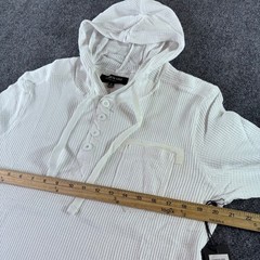 Kenneth Cole Hooded Henley Mens Medium White Ribbed Cotton NWT KH9KTWHT Thermal