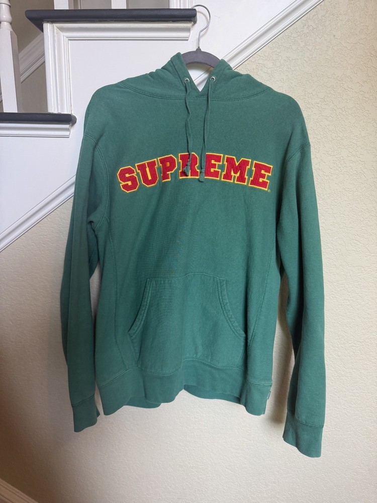 SUPREME SS18 CORD COLLEGIATE Box LOGO HOODED SWEATSHIRT Green Hoodie SZ M