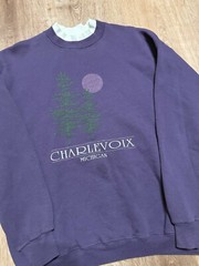 Vintage 90s Northern Michigan Crewneck Sweatshirt Nature Logo Purple Plum XL USA