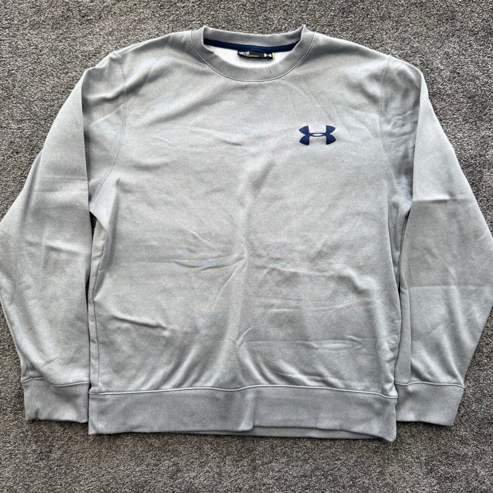 Under Armour Mens Rival Fleece Crewneck Sweatshirt Gray Loose Fit Medium 5647