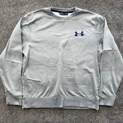 Under Armour Mens Rival Fleece Crewneck Sweatshirt Gray Loose Fit Medium 5647
