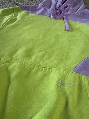 Nike Sportswear Club Color-Clash Pullover Hoodie Size S Lime Green Purple Men’s