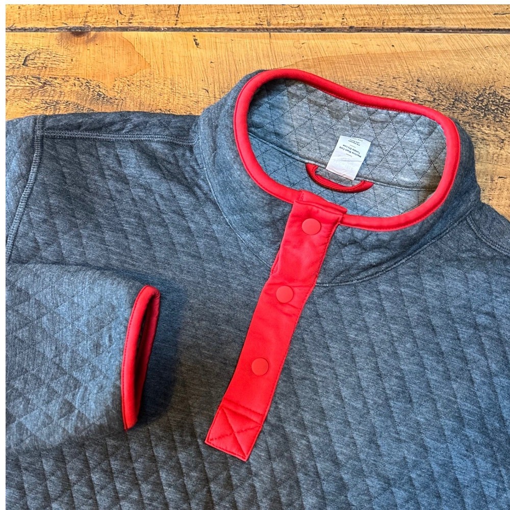 Marine Layer Pullover Mens Size Medium Gray Quilted 1/4 Snap Corbett Sweatshirt