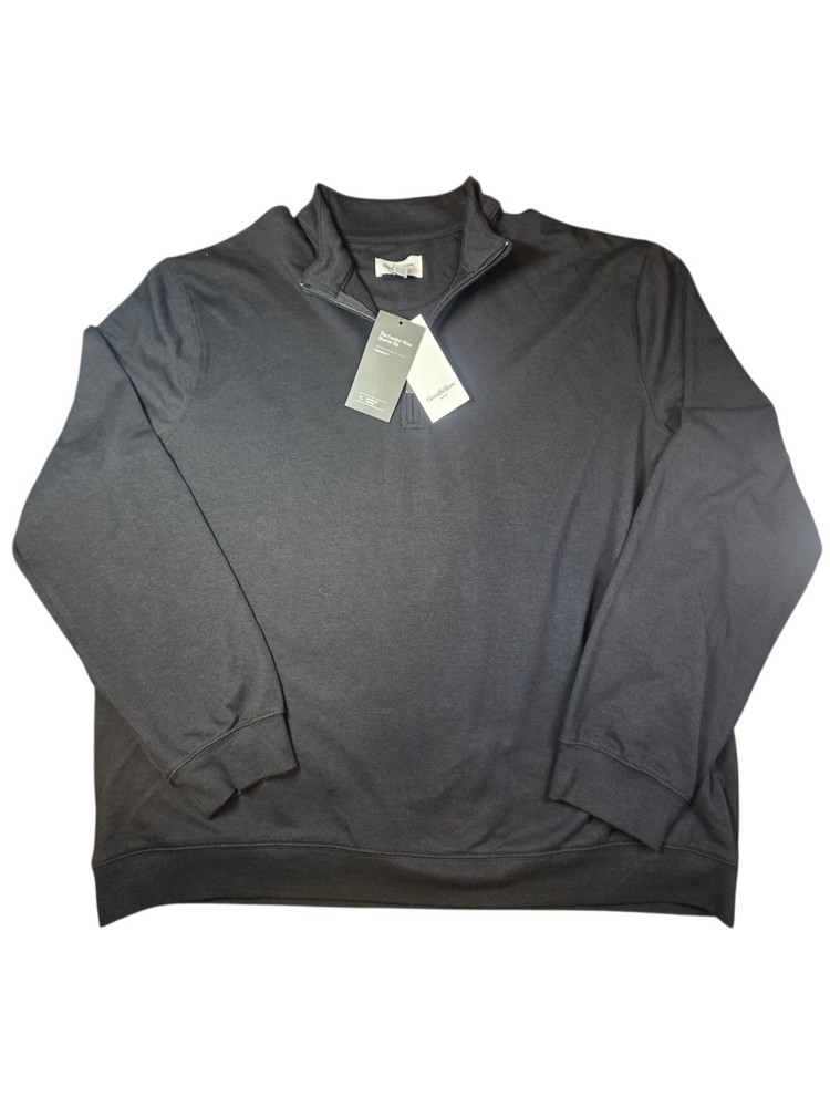 NWT Goodfellow & Co Mens Comfort Wear Quarter Zip Sweatshirt Pullover Black XL
