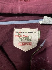 Triple Five Soul Men’s L Burgundy Full Zip Fleece Hoodie Graphic Print Pockets