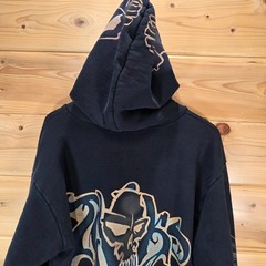 VTG The Great China Wall Hoodie Full Zip Men XXL Skull Graffiti Style Los Angele