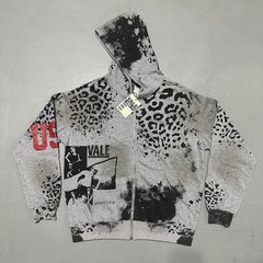 VINTAGE LEOPARD HOODED HOODIE FOREVER VALLEY CHEETAH CARDIGAN JUMPER SWEATSHIRT