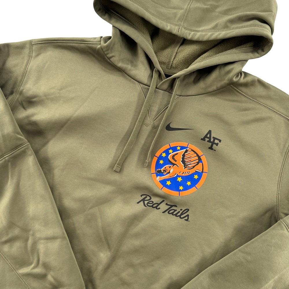 Nike Air Force Academy Red Tails Dri-Fit Hoodie Mens XL Olive Green Military