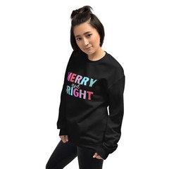 Merry & Bright Christmas Holiday Black Unisex Sweatshirt S,M,L,XL,2X,3X,4X