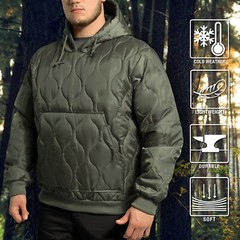 Quilted Woobie Hooded Sweatshirt Lightweight Warm Military Poncho Liner Hoodie
