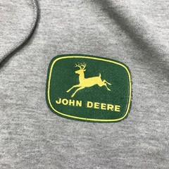 John Deere Mens Gray Full Zip Hoodie Sweatshirt XL Tractor Graphic Stained Read