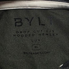 BYLT Premium Basics Mens XL Dk Green Drop Cut Long Sleeve Hooded Henley LUX