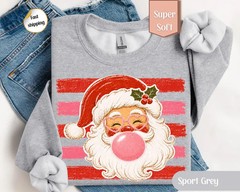 Christmas Bubble Gum Santa Sweatshirt Holiday Winter Apparel Gift