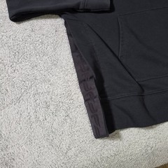 Fabletics Mens M Hoodie Black Oversized Pullover Side Slit Tape French Terry