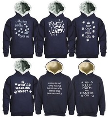 Hazy Blue Hoodie Slogan Sweatshirt Keep Calm Walking Dog Crazy Dog Lady