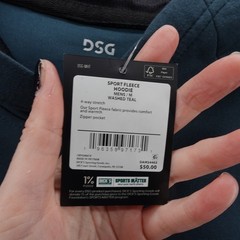 DSG Mens Sport Fleece Hoodie Teal Green Blue Sweatshirt Medium Pullover NEW