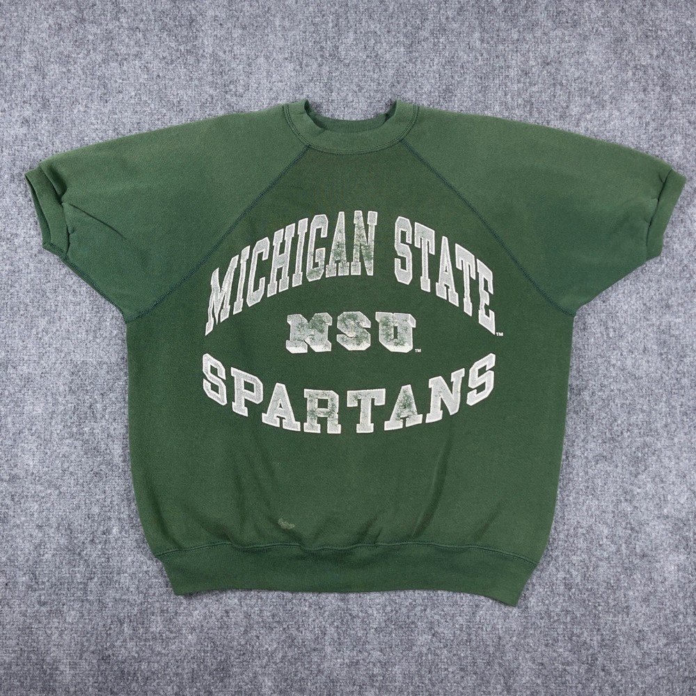 Vintage Michigan State Spartans Raglan Sweatshirt Mens Large Green