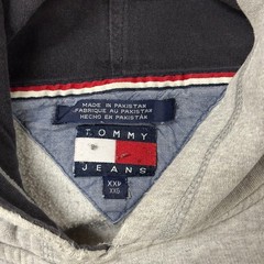 Tommy Jeans Hoodie Mens Size XXL Grey Side Stripe Embroidered Logo Pullover Good