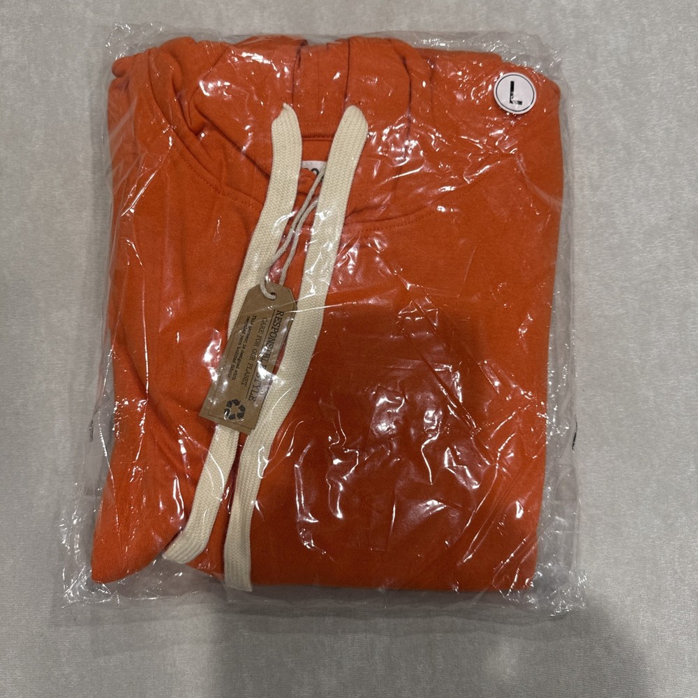 Kangol Apparel Orange Drawstring Hoodie Size Large NWT Soft And Sustainable